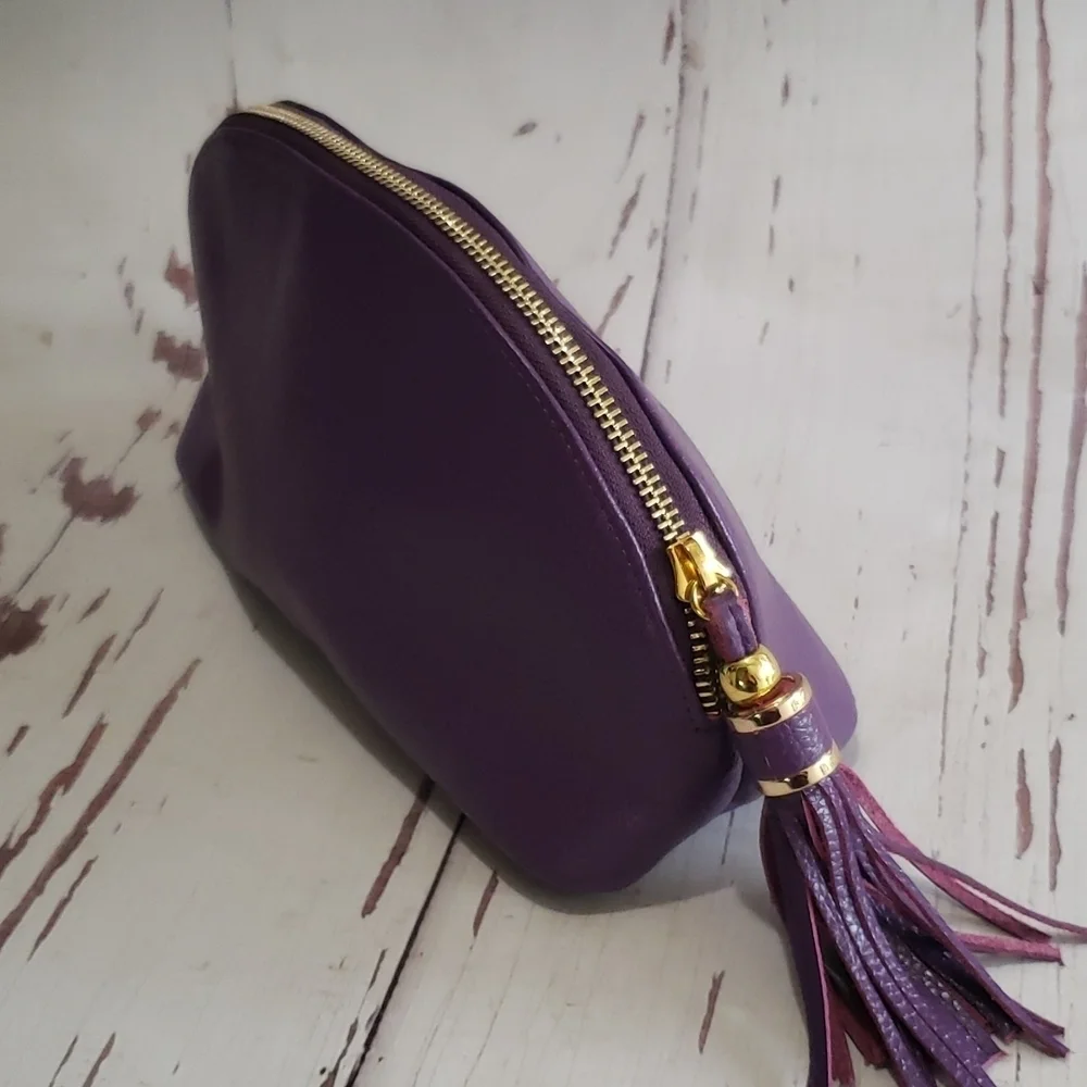 Moreller and Co. cosmetics, clutch Purple leather bag